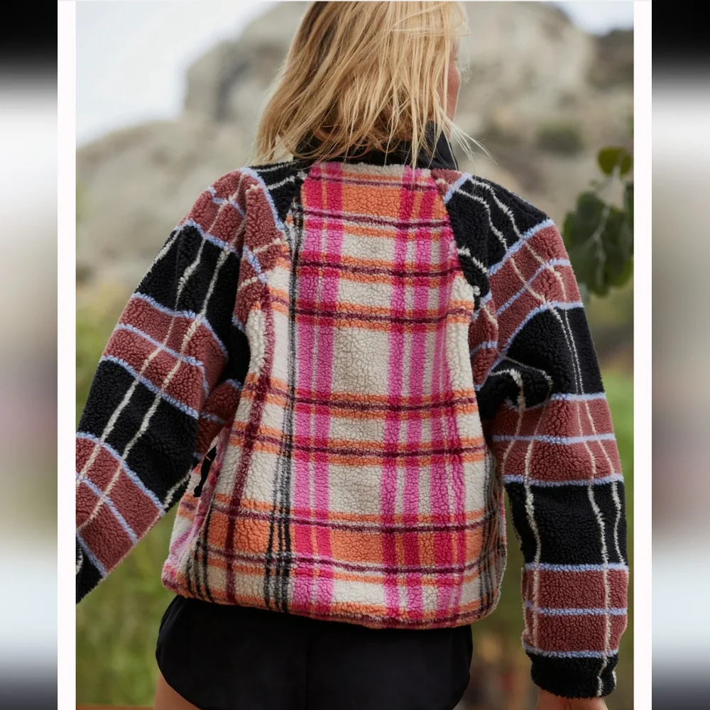 Free People Movement Rocky Ridge Fleece Jacket Striped Printed Autumn Combo